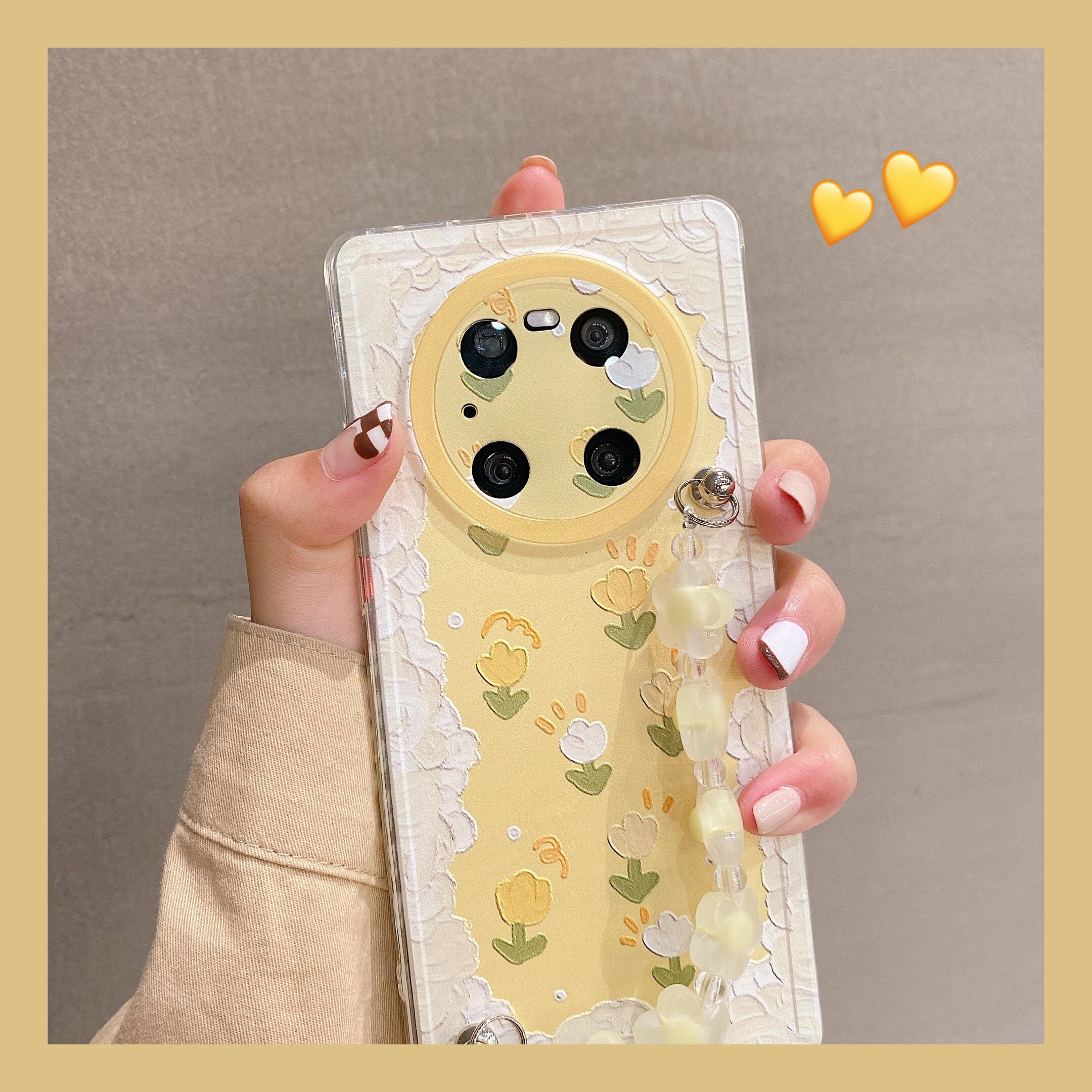 Tulan small frescoed yellow white flower chain applicable Huawei mate40pro mobile phone protection shell mate40e lens full-pack edge mate40 anti-fall silicone gel soft cover net red creativity brief