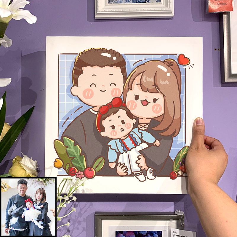 I'm going to turn into a decorative painting creative personality handdrawn avatar design DIY custom couple festival wedding gift