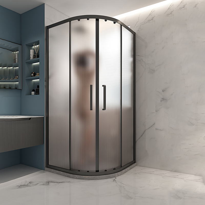 Original fan type moving door curved shower room household powder room Changhong glass sliding door dry and wet separation bathroom partition