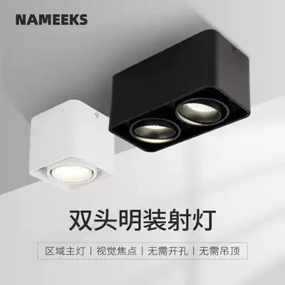 Surface mounted spotlight adjustable angle led ceiling double head single headlight bucket light cob without main light design simple and minimalist