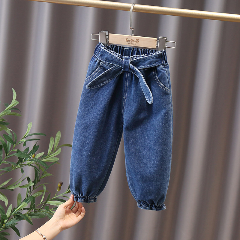 Children's jeans women's 2022 new baby autumn foreign style fashion trousers girls autumn thin trousers tide