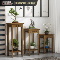 Flower Shelf Shelving Real Wood Indoor Landing Style New Chinese Green flower pot Bamboo Imitation Ancient Living Room Chandelia Flower Shelf
