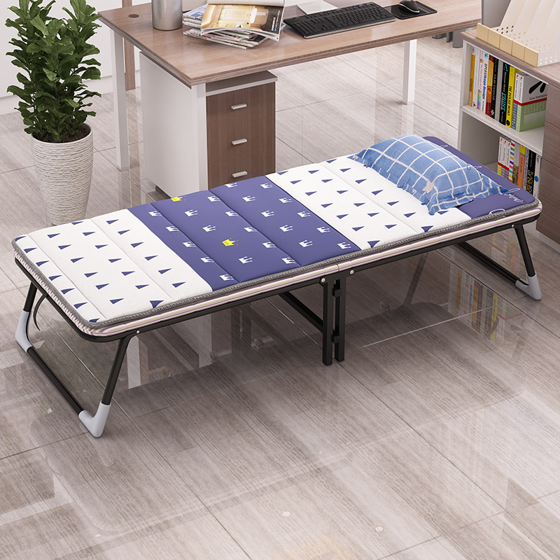 Folding bed lunch break single home adult office portable invisible hard board simple escort camp bed iron bed frame