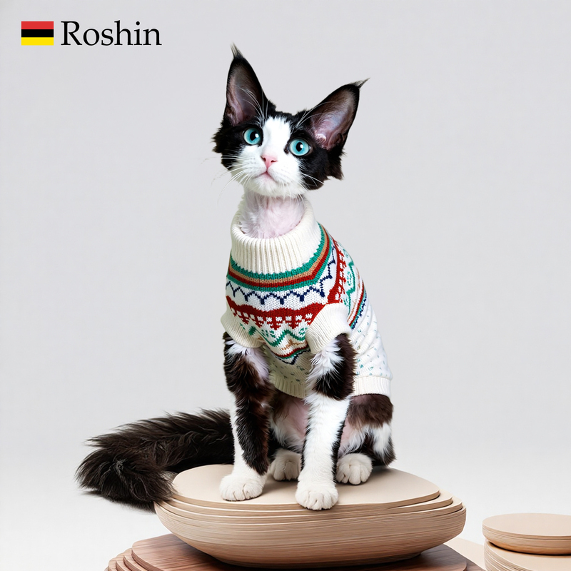 Roshin Autumn and Winter Retro British Plaid Soft and Warm Christmas ins Cute Anti-Shedding Pet Cat Sweater Roshin Autumn and Winter Retro British Plaid Soft and Warm Christmas ins Cute Anti-Shedding Pet Cat Sweater