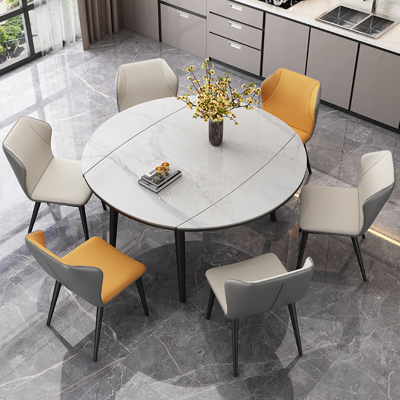 Light Lavish Rockboard Dining Table And Chairs Living-room Modern Minima Home Small Household Type Foldable Round Marble Dining Table-Taobao