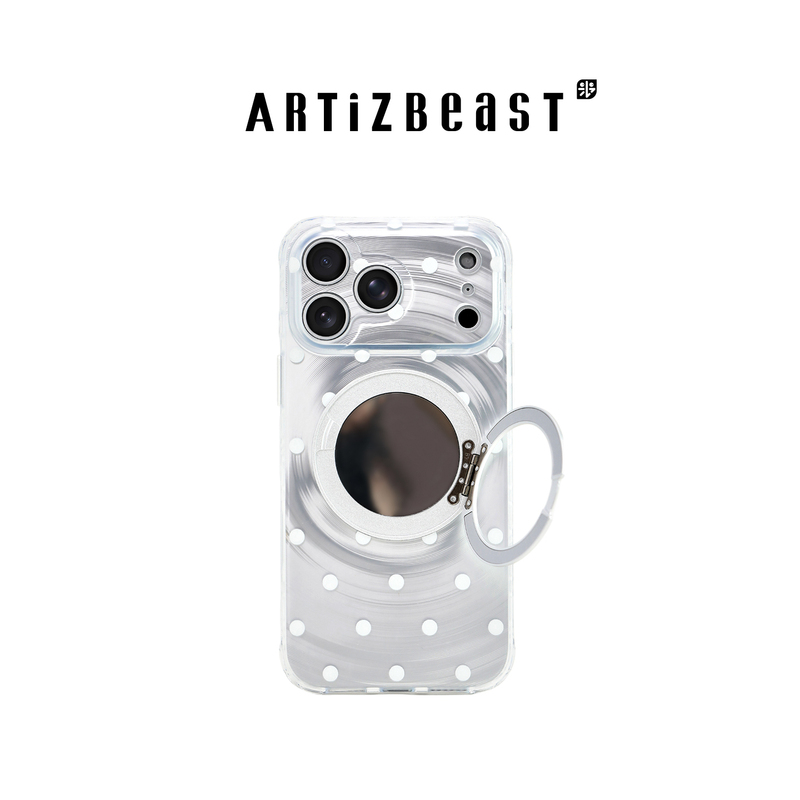 Artizbeast Original Polka Dot Rotating Folding Mirror Stand Imd Case for iPhone 17 Pro Max, Premium Stand Case for Apple 18 Pro Max Protective Cover Artizbeast Original Polka Dot Rotating Folding Mirror Stand Imd Case for iPhone 17 Pro Max, Premium Stand Case for Apple 18 Pro Max Protective Cover