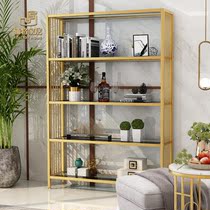 Modern simple floor-standing shelf iron multi-layer storage rack bookshelf light luxury glass partition creative display rack