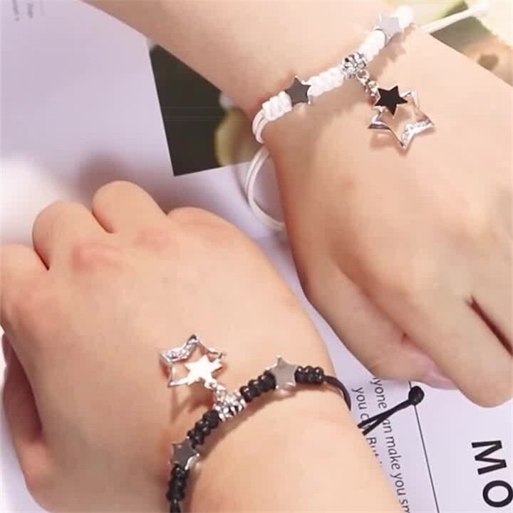 Girlfriends hand-female friendship two-person net red pair personality cheap cute trendy European and American students silver ins