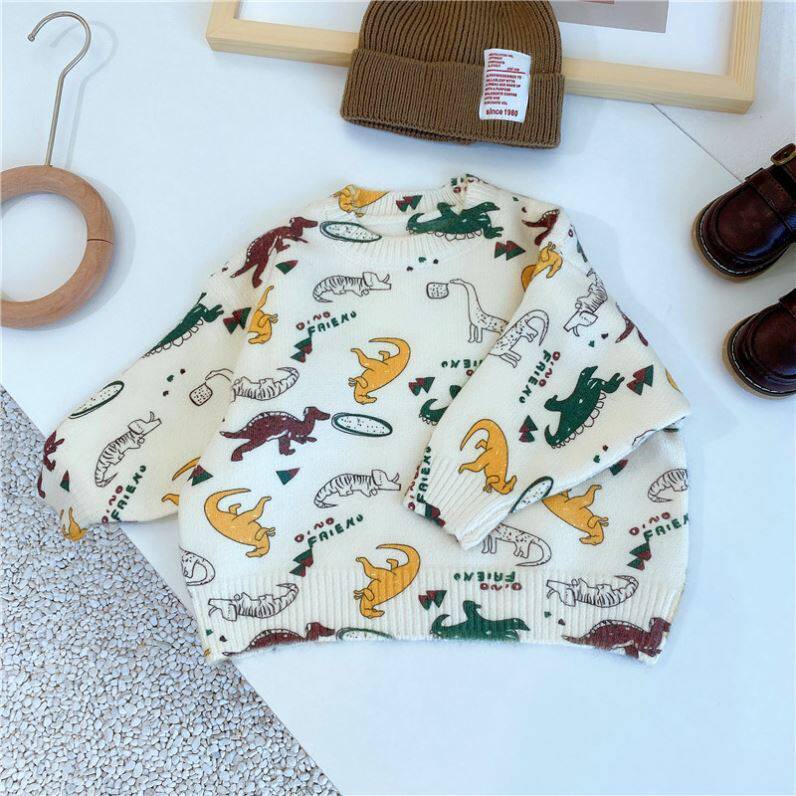 No. 7 Tongcang Girls Fashion Love Sweater Korean Style Western Style Knitwear Autumn Dress New Small and Medium Big Boys Tops Trendy