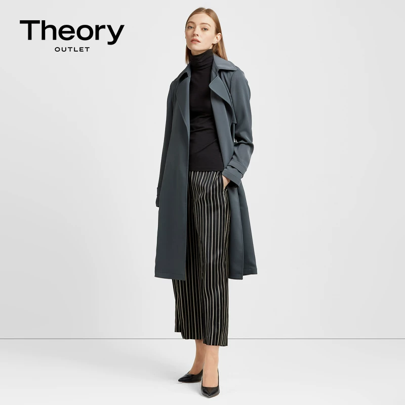 Теория outlet женский плащ-халат с широким лацканом длинные рукава trench coat K105401R