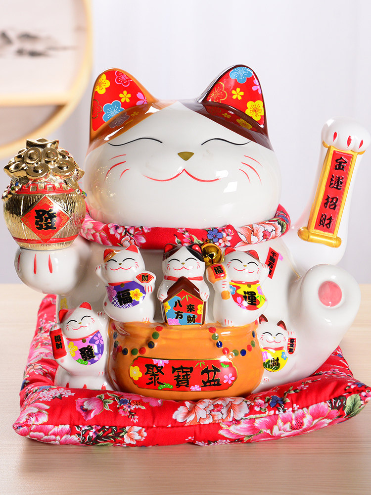 Thirty Only The Same Lucky Cat Piggy Bank Waving Hand Oversized Fortune Cat Ornament Store Opening Home Living Room - Taobao