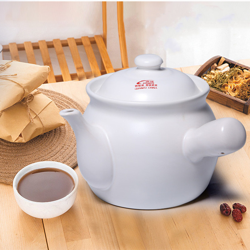 Guanfu Ceramics Fukang Medicinal Diet Pot Medicine Pot Stew Soup Casserole Boil Chinese Medicine Pot Teapot Herbal Medicine Pot Decoction Pot Heat Resistance