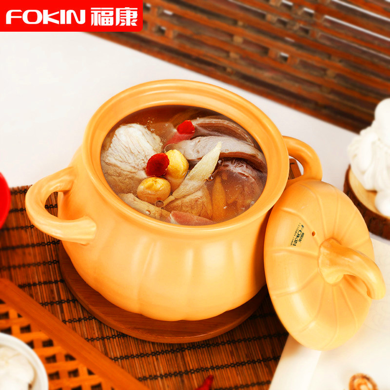 Guanfu Ceramic Fukang Casserole Pumpkin Pot High Temperature Resistant Deep Soup Pot Stew Pot Open Fire Direct Burning Stew Soup Household - Taobao