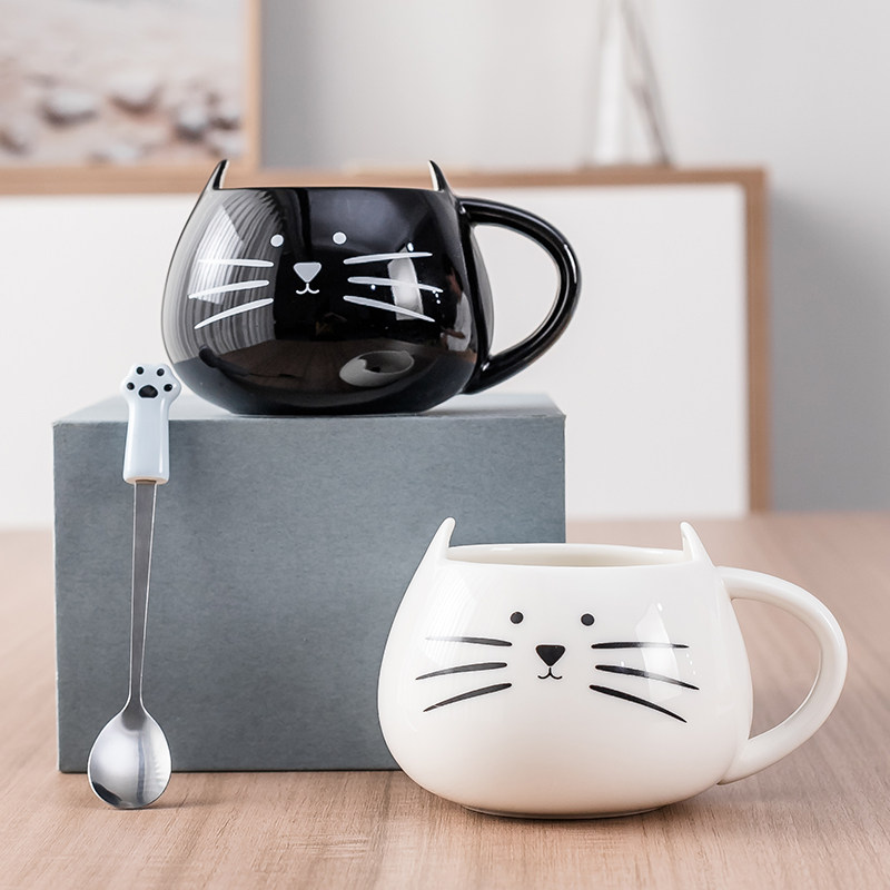 Cat Ceramic Water Cup Big Belly Cartoon Small Fresh Cat Cup Creative and Practical Birthday Gift Boys and Girls Customized Logo - Taobao