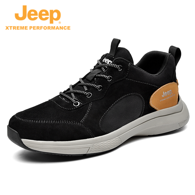 Black J031191221jeep jeep Men's Shoes summer Versatile man leisure time shoes male Fashion shoes genuine leather Hollow out reverent Mesh surface gym shoes