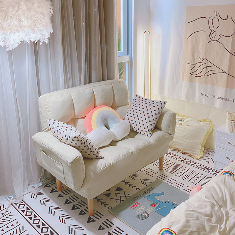 Small family sofa Jane about modern fabric sofa Living room Bedroom Double trio Easy apartment Lazy Sofa Bed