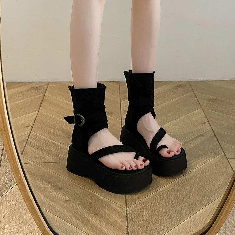 Retro summer set, sandals, low boots with zipper