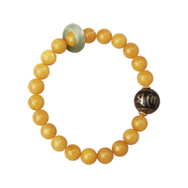 Potala Palace Six-Character Mantra Old Beeswax Bracelet for Men and Women Incense Gray Bead Racing Ring Transfer Bead and Hetian Jade Bracelet