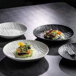 Rock Pattern Ceramic Plate Flat Plate Household Dinner Plate Rice Plate Deep Dish Dish Plate High-End Tableware 2024 New Plate