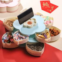 Double-layer rotating candy box creative multifunctional fruit plate living room dried fruit storage box melon seeds snack box shake sound same model