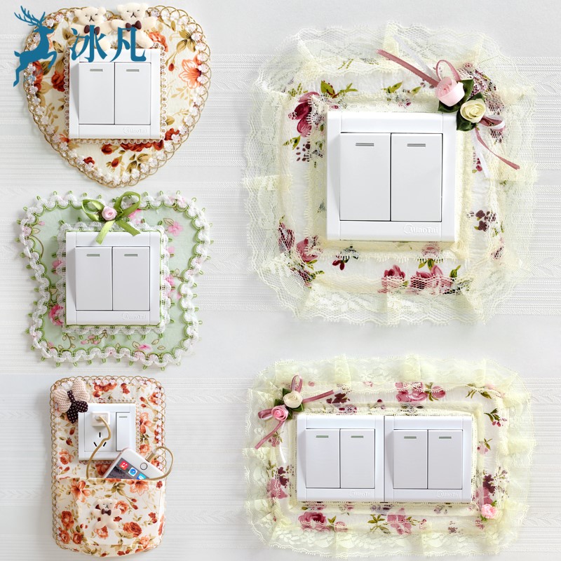Switch Protective Sheath Cloth Art Switch Sleeve Decoration Wall Anti-Dirty Socket Protective Sleeve Living-room Plugboard Switch Patch