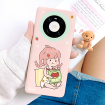 Huawei mate40pro mobile phone shell full package liquid silicone gel softshell mate30 cartoon cute camera anti-fall protective sleeve mate40pro personality creative men and women new strap hang