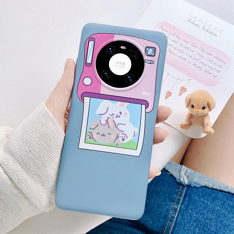Huawei mate40pro mobile phone protective shell female all-inclusive camera mate30 liquid silicone cartoon new protective case mate40pro camera anti-fall soft shell m30