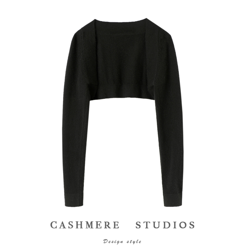 A Must-Have for Everyone~ a Masterpiece of Elegance! Pure Cashmere Cardigan for Women, Short Style, Long Sleeves, Can Be Worn as a Shawl, Knitted Jacket