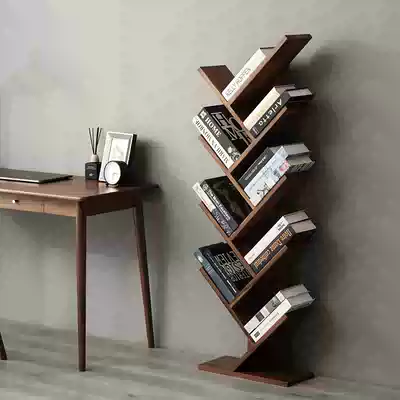 Black walnut bookshelf floor solid wood bedroom bedside office living room storage Nordic simple simple shelf