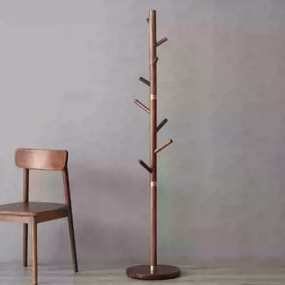 Black walnut hanger bedroom hanger floor flat single pole type sturdy simple home door coat rack solid wood