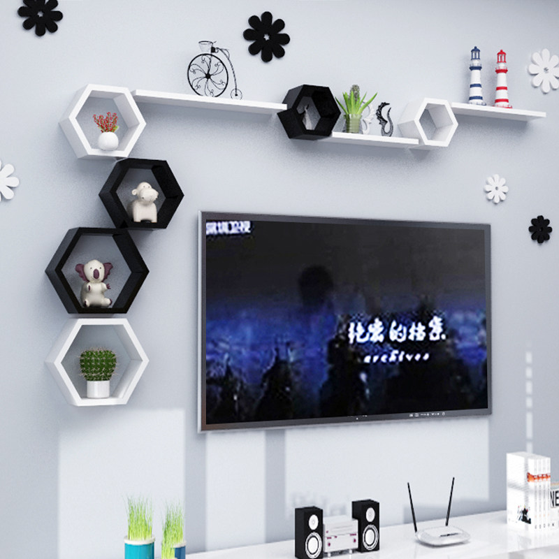 trang trí kệ tivi Kệ treo tường phòng khách phòng ăn TV nền tường ngăn treo tường trang trí tủ tường phòng sáng tạo lưới kệ tivi kết hợp tủ trang trí kệ trưng bày treo tường