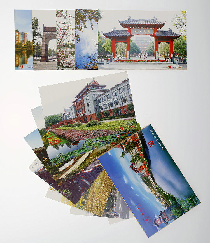 Sichuan University Real view Scenery Hand-painted Scenery Postcard Sichuan Great Ventron Gift gift-Taobao