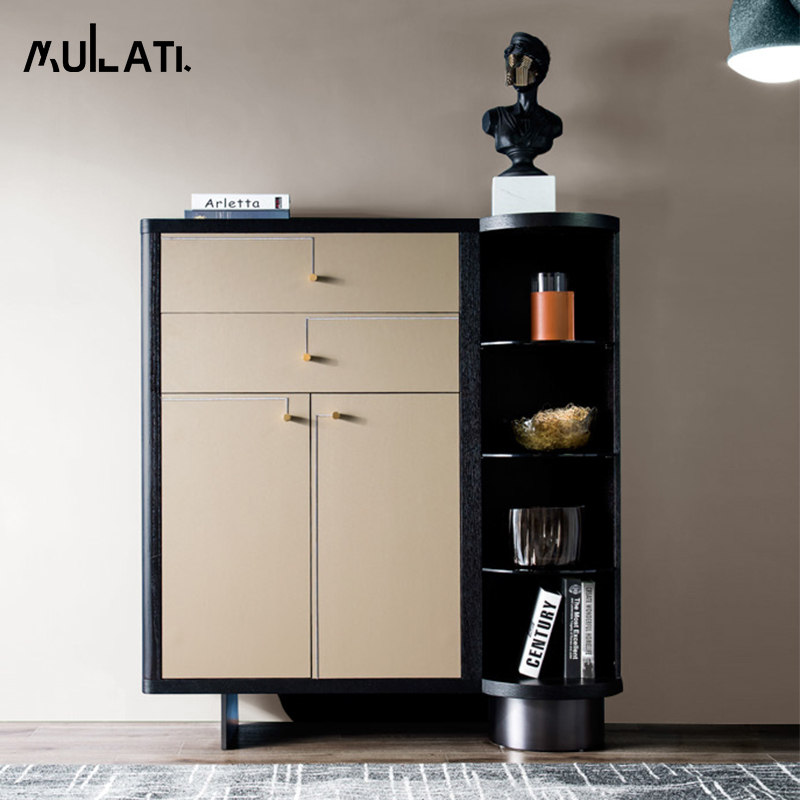 Wood Lati Furniture-Style Minimalist Dining Cabinet Wine Cabinet With Drawer High Dining Room Containing Cabinet Suxuan Cabinet Tea Water Cabinet