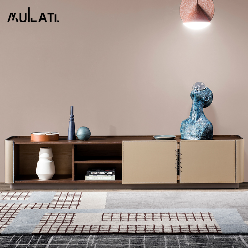 Wood Lati Furniture Solid Wood Ramen TV Cabinet Home Storage Cabinet Extremely Minimalist Light Lavish Living Room Ground Cabinet