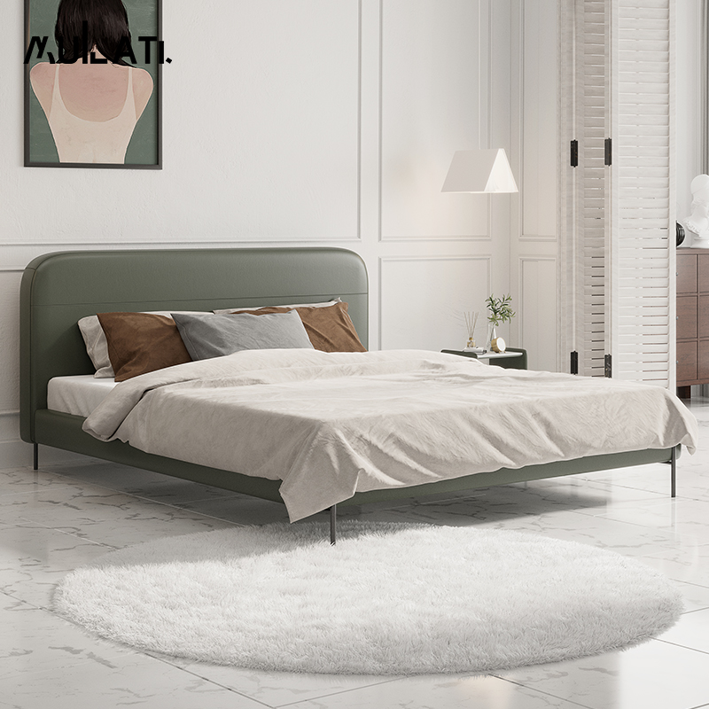 Mulati Light Luxury Modern Leather Bed Italian Minimal Soft Package Bed Nordic Simple Master Bedroom Double Bed 18 m