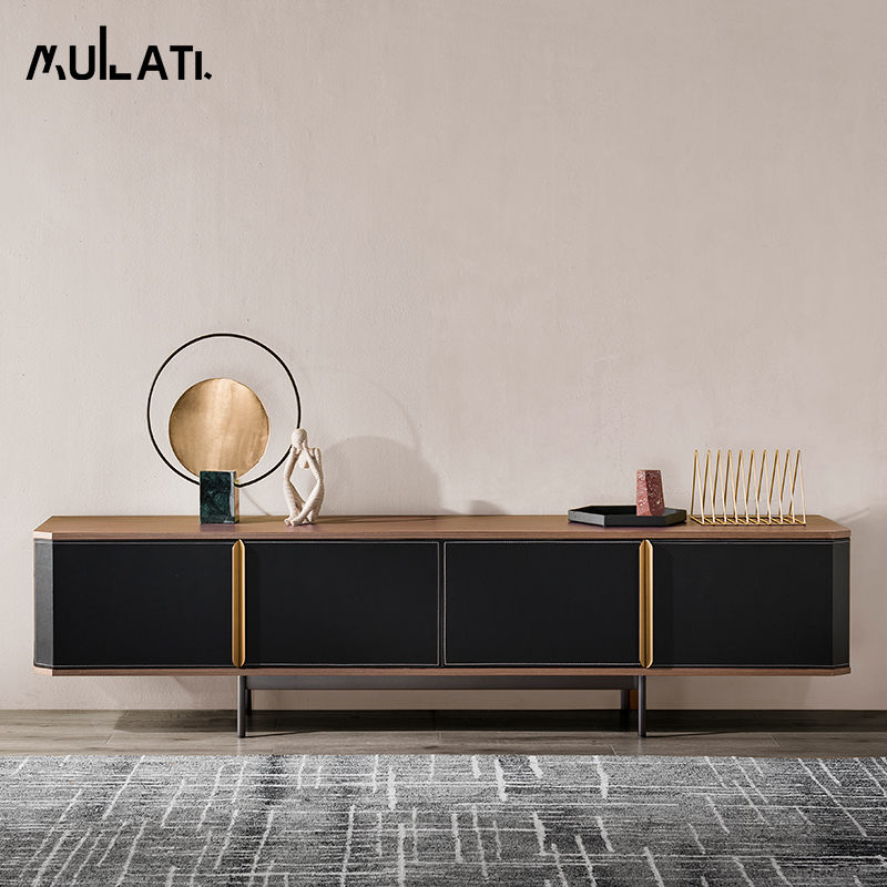 Wood Ratti Furniture-style minimalist modern minimalist minimalist Living room storage solid wood panel High cabinet TV cabinet