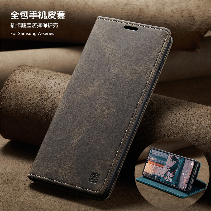 Suitable for Samsung A31/A21S Phone Case, Samsung Card Slot A41 Flip Cover, A51 Full Leather Case, A71 Leather Case with Cover, 4g Business Galaxy Men's Card Wallet Case Cover