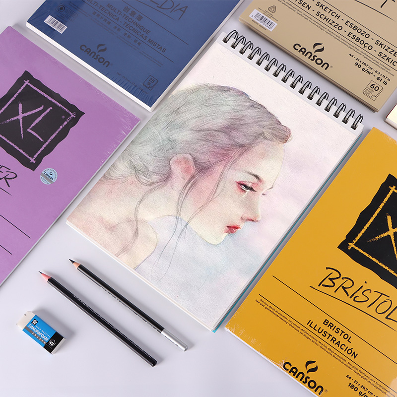 France Canson XL sketchbook 8K sketchbook 16K color pencil fine grain art watercolor book 8 open drawing book Hand-drawn special drawing paper Art students students use blank sketch paper Mike pen drawing book