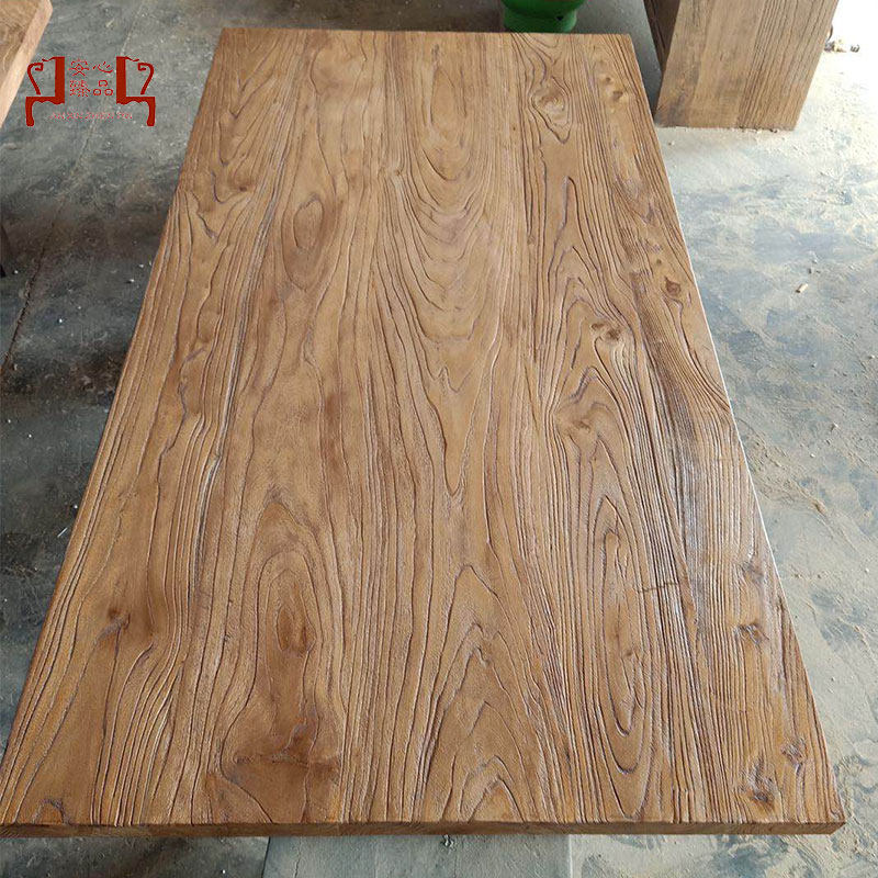Old Elm Wood Door Panel Solid Wood Old Wood Board Bar Counter Board Log Weathering Board Desk Tea Table Tea Table Customize Furniture