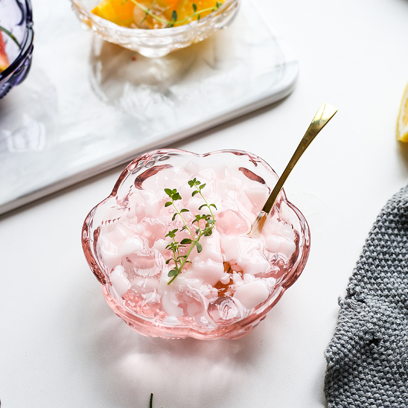 Nordic style peach heart ice cream ice cream bowl bird's nest bowl dessert bowl home dessert cup glass dipping saucer