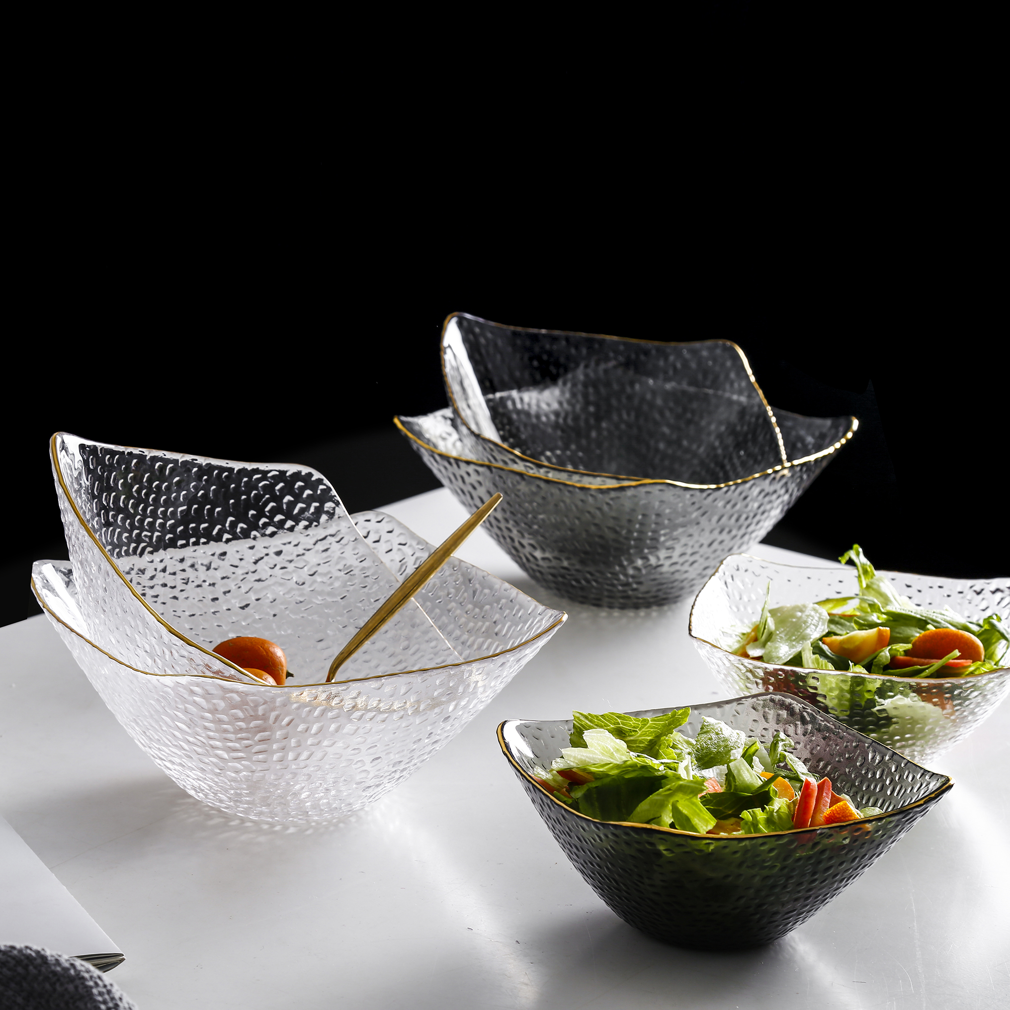 Fruit Glass Bowl Japanese Phnom Penh Salad Bowl Set Household Light Luxury Sweet Snacks