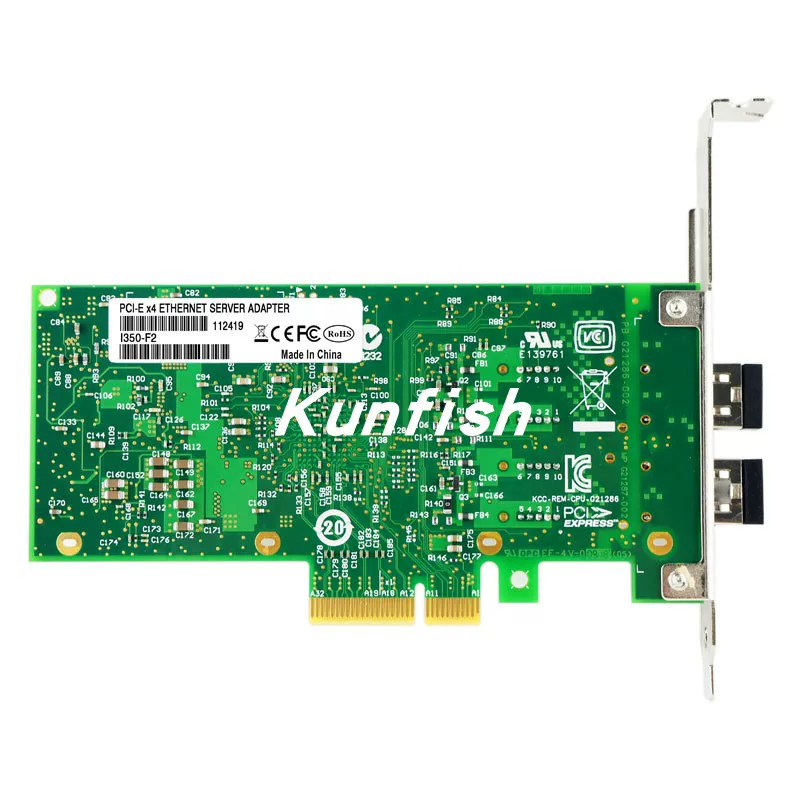 Kunfish PCI-EX4 двойной порт гигабол-файбер сетевой адаптер Intel I350AM2 оригинальный чип двойное соединение LC II350F2-SFP