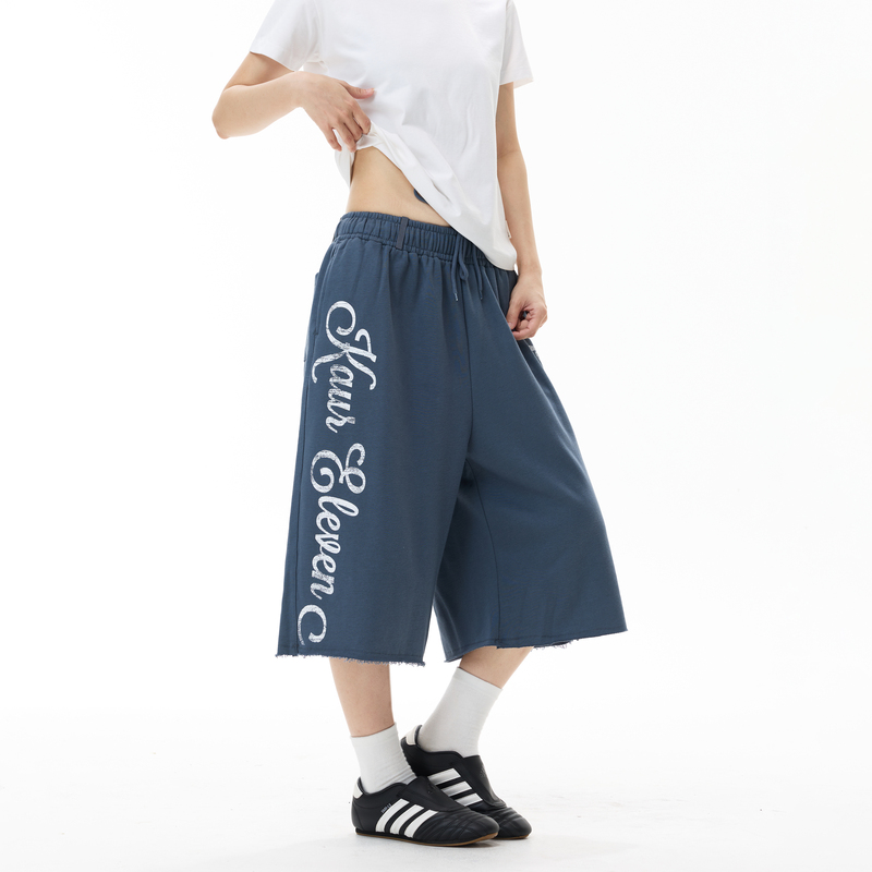 Island Summer American-Style Letter Print Drawstring Wide-Leg Sweatpants Unisex Loose Casual Sports Cropped Shorts Trendy Island Summer American-Style Letter Print Drawstring Wide-Leg Sweatpants Unisex Loose Casual Sports Cropped Shorts Trendy