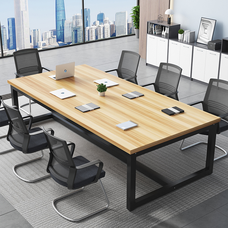 Conference table long table strip table rectangular office table and chairs combined simple and modern bench solid wood negotiating table