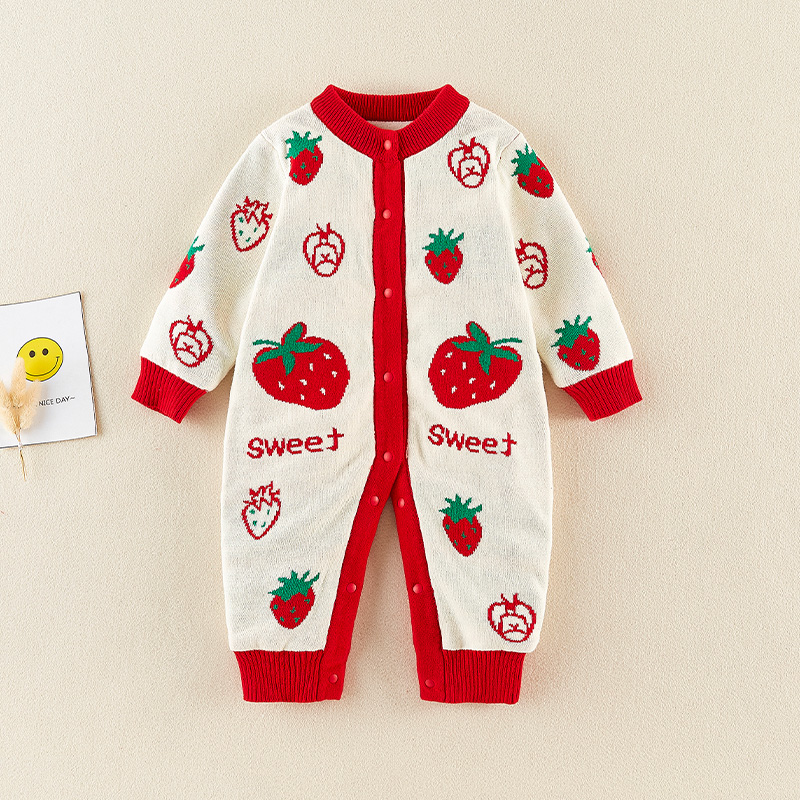 Baby sweater with sweaty clothes for autumn and winter clothing with baby needles and velvety velvety climb for winter outside warm and sanitary clothing