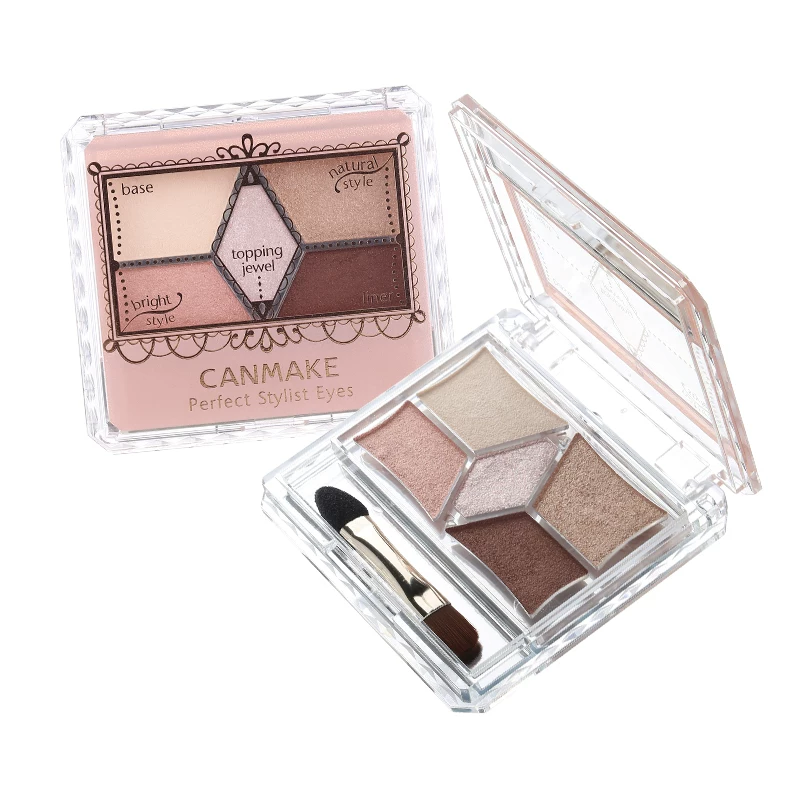 canmake/ Портативная блестящая палетка теней, земляные тона, на каждый день