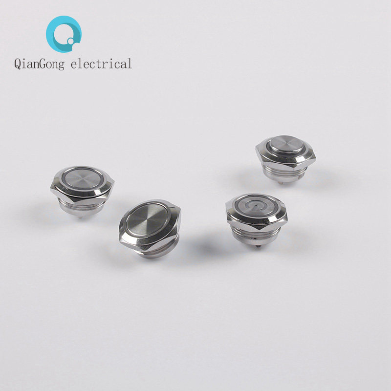 19mm metal button switch LED light reset micro-touch light touch waterproof point switch short 3v6v12v24v