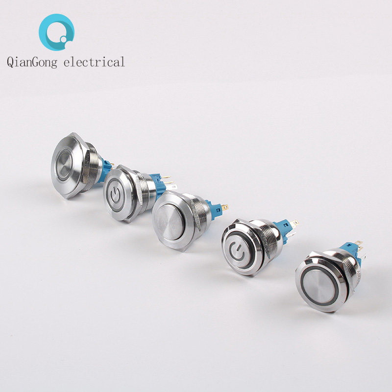 22mm 25mm 30mm metal button on LED4 6 feet waterproof key switch can be equipped with connector socket