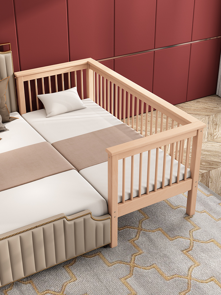 Tao boy solid wood children's bed Beech splicing bed crib splicing big bed widen bed baby bedside small bed single single
