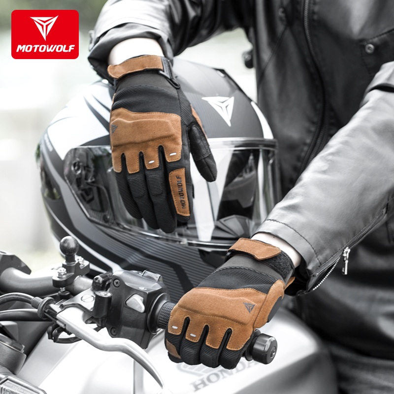 Modowolf Locomotive Knight Rider Gloves Spring Summer Locomotive Anti-Fall Off-road Riding Gear Racing Retro Men's Four Seasons Women